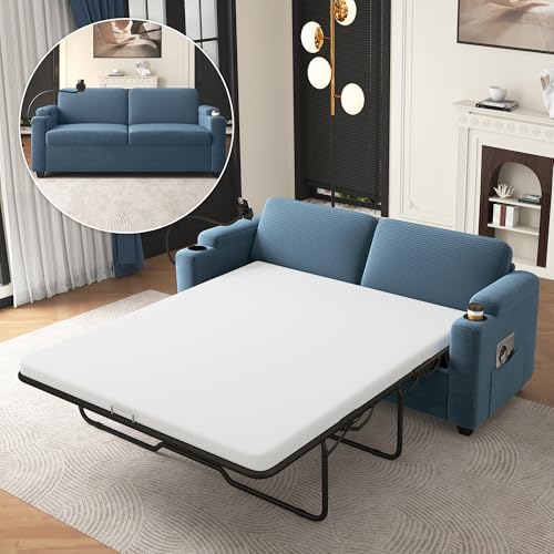 Merax Modern Corduroy Sleeper Sofa Bed with Full...