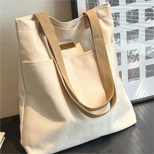 Women's Tote Bag Canvas Sewing Thread Large Advanced Sense Handbag Convenient Practical Female's Commuter Bag2