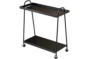Vengarus Black Bar Cart with Wheels