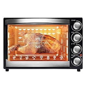 Elektrische oven, mini-oven, multifunctionele oven, 40 l, hoge capaciteit, draadloze temperatuurregeling met vier knoppen, meerlaags grillrooster.