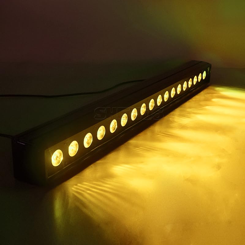 SHEHDS 18x18W Stage Wash Lights Bar/Strip, LED RGBWA+ PURP Wall Wash Lights, Strobe Effect DMX512 Control for Christmas Night Club Disco Club Wedding Bar