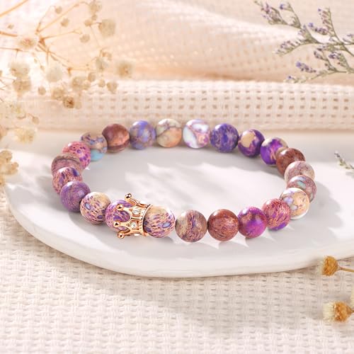 Yiyang 40th 50th 60th 70th 80th Birthday Gifts for Women, Natural Stone Beaded Bracelet Unique Gifts for Women Mom Daughter Sister Wife Grandma4