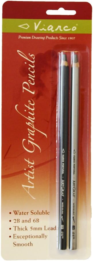 Art Graf Water-soluble Graphite 2B & 6B Pencils, Grey 2 Per Card