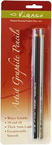 Art Graf Lápices de grafito soluble en agua 2B y 6B, gris 2 por tarjeta