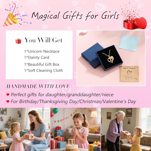 Fezodo Unicorn Initial Necklaces for Girls Kids Women - 18K Really Gold Filled Heart Initial V Letter Necklace Unicorn Birthday Gifts for 6 7 8 9 10 Years Old Girls Gift by Fezodo - Used condition - Image 7