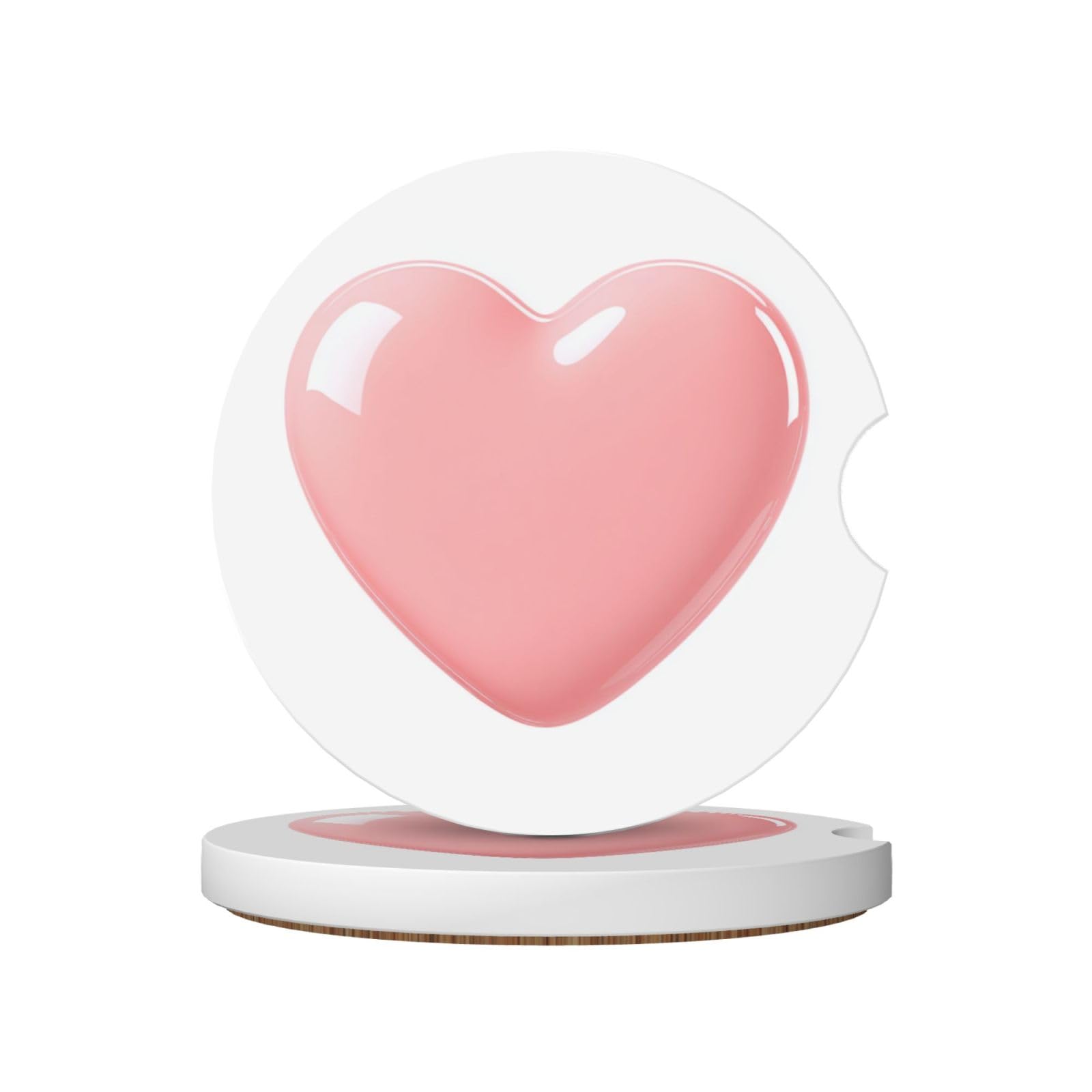 Cute Heart Shape Pastel Pink Ceramic Coasters,2pcs