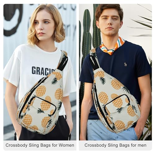 Duryarhall Sling Bag for Women Convertible Chest Bag from Left to Right, Water Repellent Crossbody Gym Backpack, Anit Theft, Pineapple - image 7