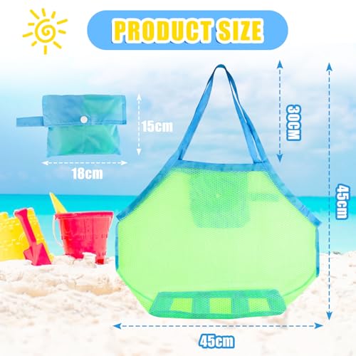 Strandspielzeug Tasche,Strandtasche Strandspielzeug,Sandspielzeug Wasserspielzeug für Kinder Aufräumsack,Sandspielzeug Aufbewahrungstasche für Strandurlaub im Freien,Familie Urlaub(Grün)