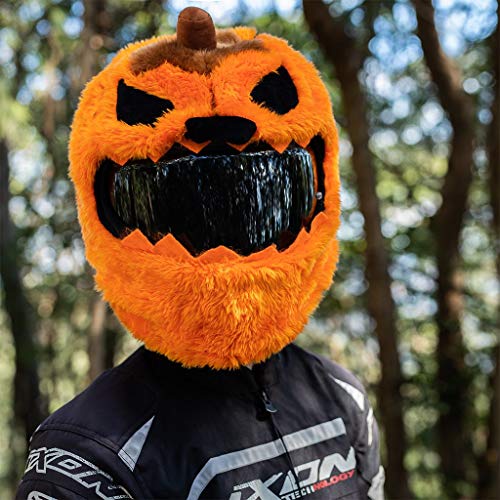 Moto Loot Helmet Cover for Motorcycle Helmet, Fun Rides and Gifts (Cover Only. Helmet Not Included) - Evil Pumpkin