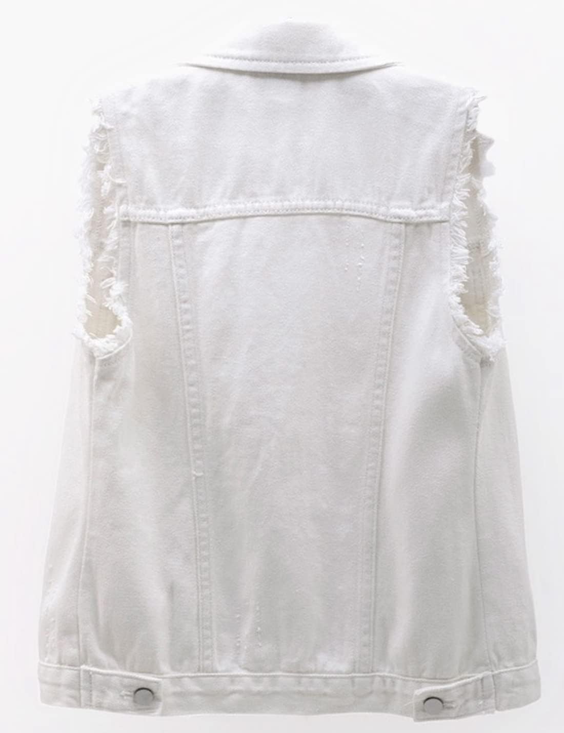 Locachy Women's Casual Denim Vest Jacket Slim Fit Sleeveless Ripped Tops - Image 2