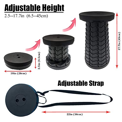 Image of Folding Stool Portable Folding Stool Second Generation Folding Camping Stool for Fishing /BBQ /Indoor /Outdoor Activities, Maxi Load 397 LB (Black)