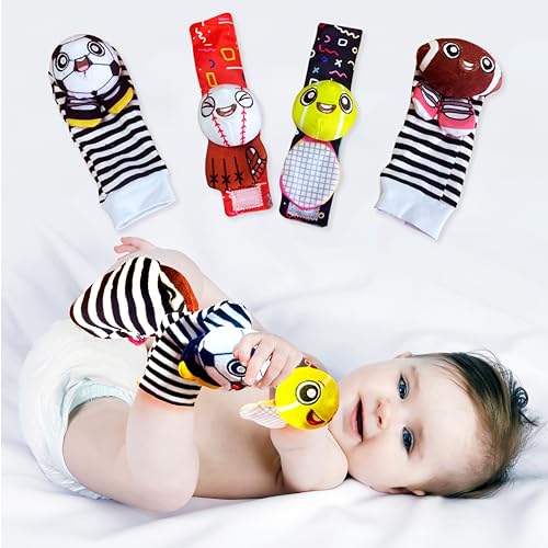 Image of BABY K Baby Rattle Socks & Wrist Toys (Set K) - Newborn Toys for Baby Boy or Girl - Brain Development Infant Toys - Hand and Foot Rattles Suitable for 0-3, 3-6, 6-12 Months Babies