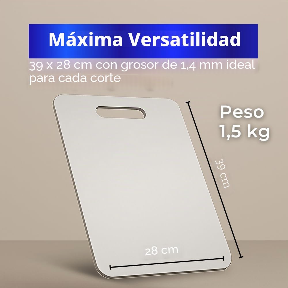 INOXLM - Tabla de cortar de acero inoxidable alimentario, 39x28 cm, apta para Haccp, profesional de doble cara, resistente, para cocina, bar y restaurante