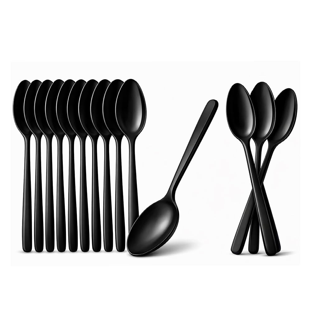Mehrweg Löffel Schwarz – 100 Stück – Suppenlöffel Spülmaschinengeeignet bis 125 Waschgänge – Wiederverwendbare Löffel für Gastronomie & Catering