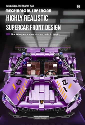 Image of Mechanical Super Car Building Blocks Set (470 PCS) | Pull Back Function, Openable Doors, Rubber Wheels | Highly Detailed Car Model Educational Construction Toy for 6+ Age
