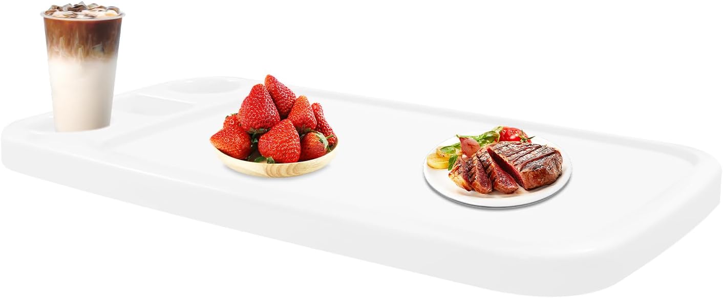 Removable Boat Table, 34X18 inch Rectangular Pontoon Boat Table Marine RV Table Top,Removable RV Table Top with Cup Holders, for Yacht, Camper, Marine (White)