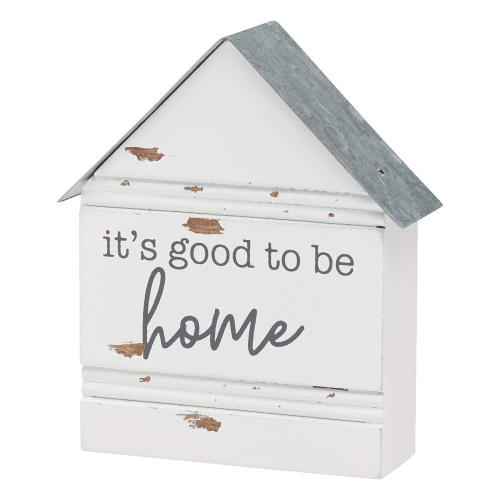 CollinsCollins Rustic House-Shaped Mini Wood Block Sign (Good to Be Home)