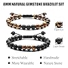 ADRAMATA Beaded Bracelets - 8MM Lava Rock & Tiger Eye Bracelet Set - Natural Stone, Handmade, Adjustable Mens Jewellery Gift #3