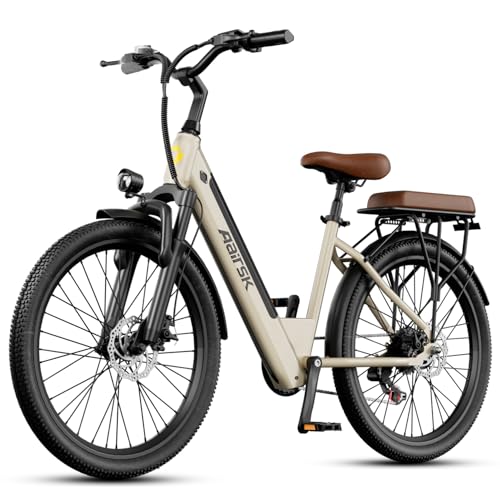 Aairsk S600 Bicicleta Eléctrica para Adultos, Bici Eléctrica 250W 36V 13Ah, 75km Autonomía, 7 Velocidades, Bicicleta Urbana con Batería Extraíble y Portaequipajes
