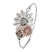NOUMANDA Antique Gold Silver and Copper 3 Sunflower Magnetic Eyeglass Holder Brooch and Bangle