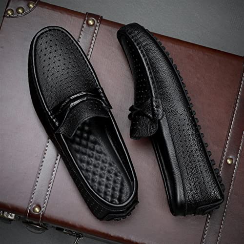 Mens Loafers Cowhide Stitching Details Round Toe Penny Loafer Perforated Option Anti-Slip Comfortable Slip Resistant Wedding Slip-ons2