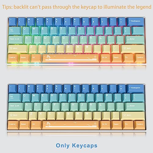 Image of Fogruaden PBT Gradient Keycaps Dye-Sublimation Cute Keycaps, Cherry Profile, 138 Keys Custom Keycap Set for Mechanical Keyboard(SandyBeach)