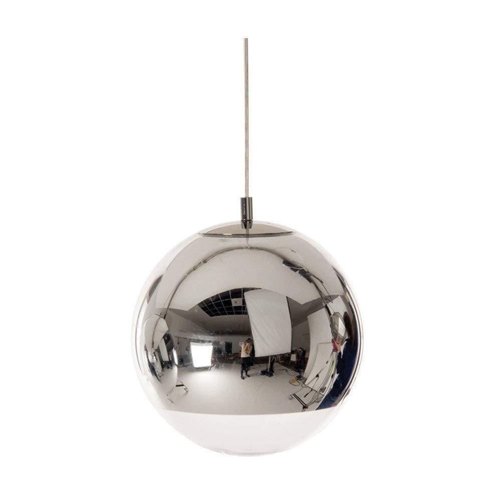 LYMSXAZOU Mirror Glass Ball Pendant lamp Simple Creative Chrome Droplight Globe Hanging Light Chandelier barn Warehouse Restaurant Kitchen Adjustable Ceiling 1-Light Silver e27