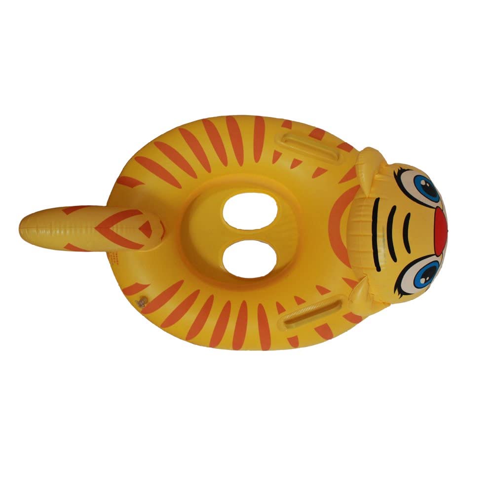 Akshaj New Tiger Shape Inflatable Kiddie Swim Pool Water Float Ring Tube with Handles Boat for Kids Sitting Rider for 0-3 Years Babies 1