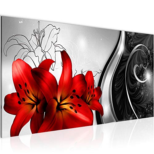 Runa Art Cuadro Decorativo Flores Lirios 1 Parte Moderno Cuadro Lienzo no Tejido para Sala Rojo En Blanco Y Negro 208412c
