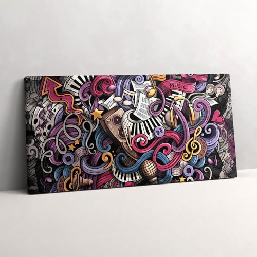 Tableau photo sur toile pour décorer un mur vide thème musique 100x50cm