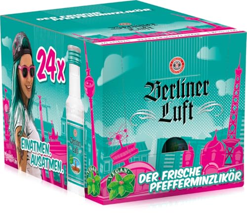 Berliner Luft | Kultiger Pfefferminzlikör | Frisch klar & aromatisch | Vegan & glutenfrei | Made in Berlin | 18% Vol. | 24 x 0 02L