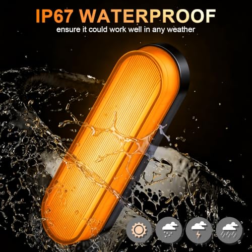 Image of iFunyLED Oval LED Tail Light Smoked Lens Amber Clearance Lamp,12V-24V Super Bright for Turn Signal Side Marker Light, Fits for Caravan Motorcylce ATV Truck Trailer and RV (Pack of 1)