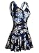 Costume da Bagno Interi Donna Vestito Taglie Forti Gonna Mare con Stampa Nero/Blu Fiori L