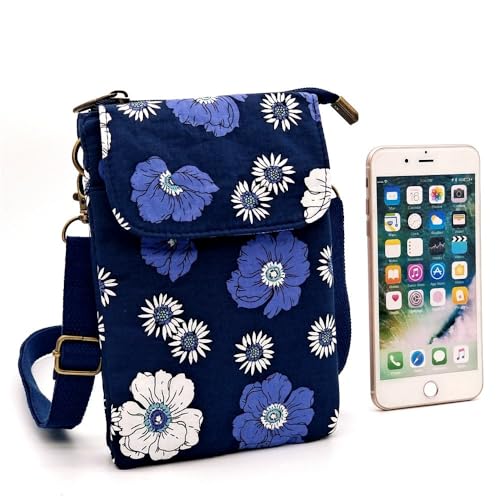 Small Crossbody Bag for Women Blue Flower Cell Phone Purse with Cross Body Shoulder Strap Cellphone Wallet Cute Mini Handbags3