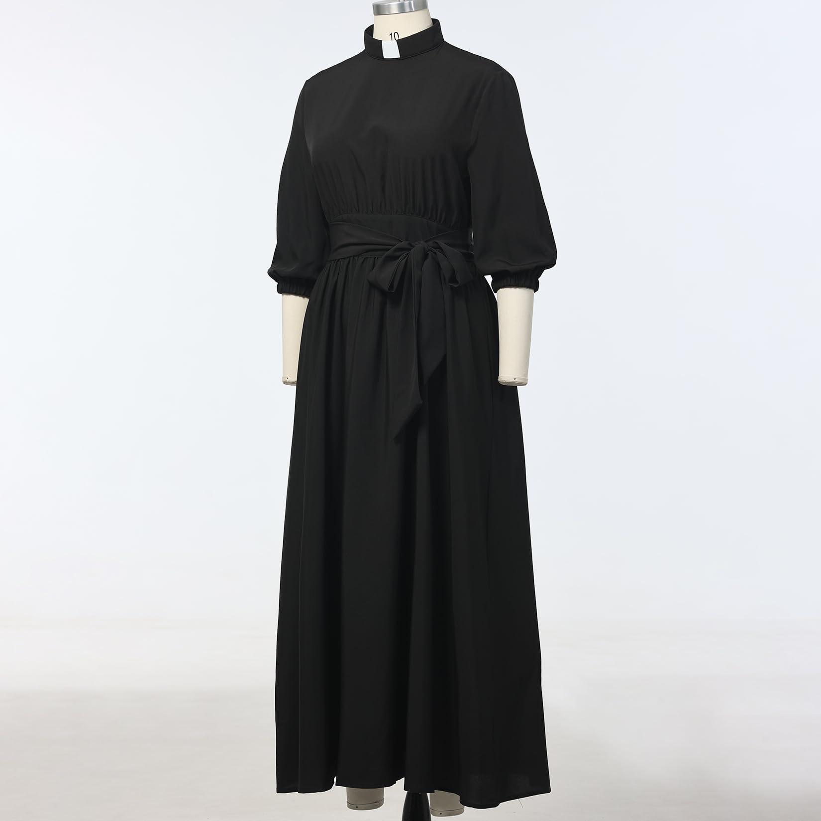 Vestido de Iglesia para Mujer, Elegante, Estilo Audrey Hepburn, Vestido Largo con Cuello de pestaña, Manga 3/4, Vestido Largo con Vuelo