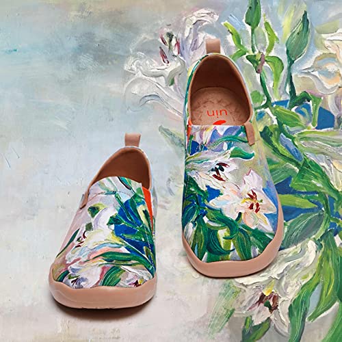Image of UIN Women's Slip On Shoes Colorful Comfortable Lightweight Art Travel Sneakers Casual Floral Stylish Everyday Loafers