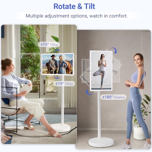 Image of 22-Inch Portable TV on Wheels, 1080p Portable Touch Screen Monitor, EDLA-Certified, Smart Rolling TV Built-in 13MP Camera, Built-in Battery Operated TV | Android 15 | 6+128G
