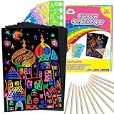 ZMLM Scratch Art Crafts Girls Gifts, 100pcs Rainbow Scratch Paper Art for 3 4 5 6 7 8 9 Years Old Girls and Boys Kids, Arts and Crafts for Kids 4-6 Toys and Party Favors (Pink)
