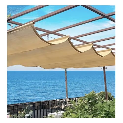Cubierta de sombra para patio exterior y porche con toldo wave retráctil de 14 metros largo 2