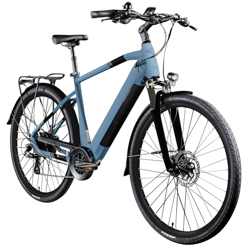 ZÜNDAPP Ebike Herren 28 Zoll Trekkingfahrrad | E Bike 8 Gänge 175-195 cm Elektro Fahrrad | E-Bike Elektrofahrrad mit hydraulischen Scheibenbremsen | Z810 (brillantblau, 52 cm)