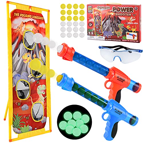 Herefun Juego de Tiro para Niños, 2 PCS Pistola de Juguete, Juegos de Tiro al Blanco al Aire Libre con 24 Bolas de Espuma + Blanco de Tiro de Pie + Gafas de Seguridad, Regalo Ideal para Niños y Niñas Cover