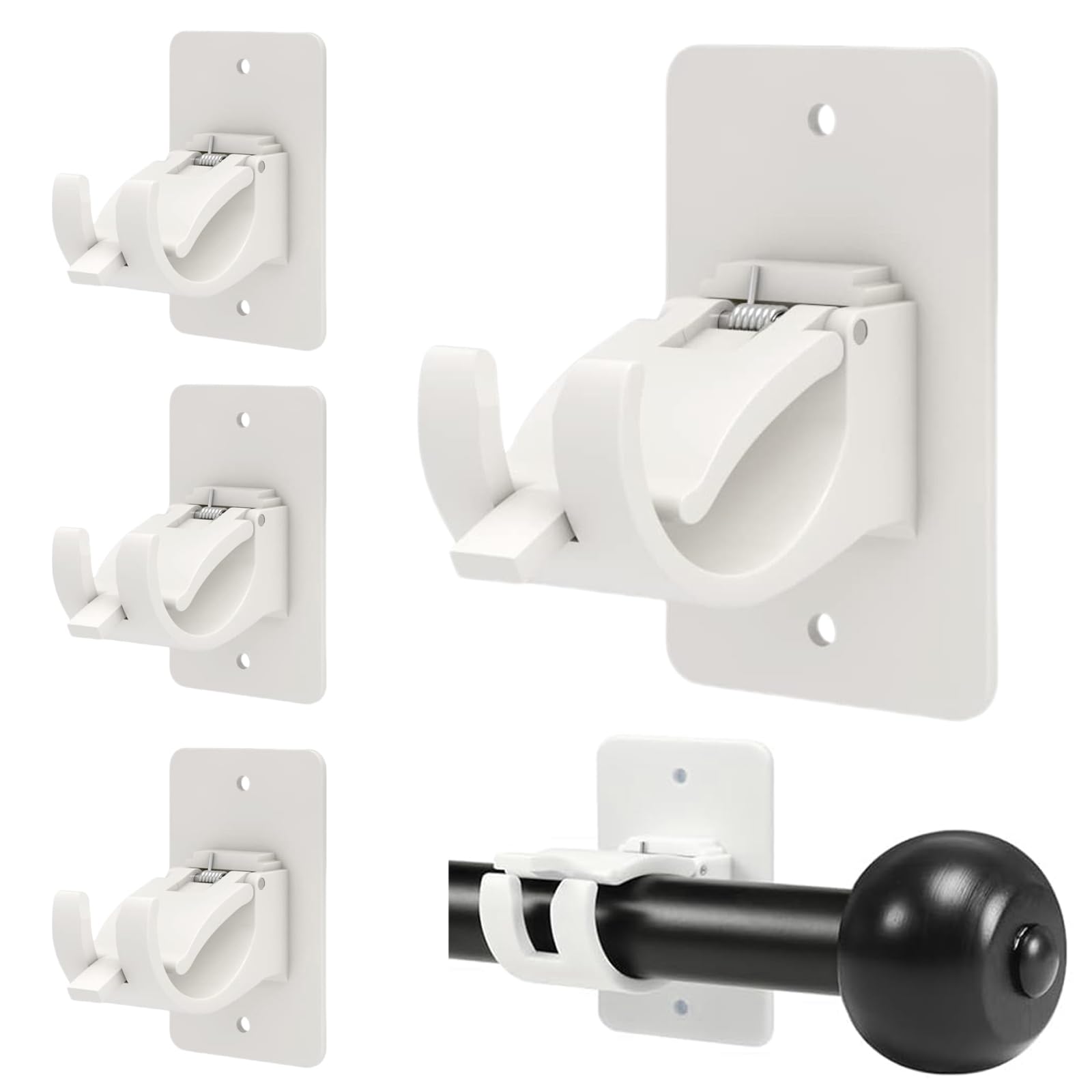 Lot De 2 Supports De Tringle à Rideaux Sans Perçage - Autocollants Réglables Blancs Universels Jusqu'à 3,8 Cm