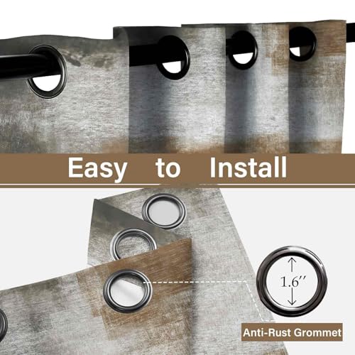 Image of Asuexpect Abstract Curtains for Living Room 2 Panels Abstract Rust Curtain Room Darkening Grommet Window Drapes Modern Decorative Window Treatments for Bedroom, 52x84 Inches, Tan