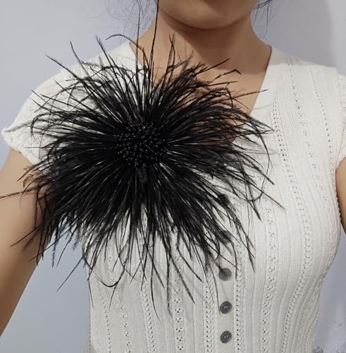 Image of 8inches Extra large feather and crystal brooch, Wedding or gala guest, Gift for her