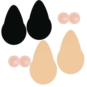 Body Tape POMAMZ 2 Pairs Breast Lift Tape Push Up Boob Tape Pasties Adhesive Invisible Breast Tape With 2 Double Sided Sticky Bra