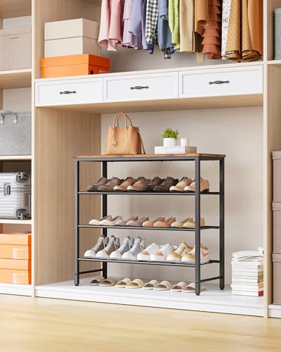Kitsure Shoe Rack for Closet, Rustic Brown Shoe Organizer with Leveling Feet, Sturdy & Rust-Proof Shoe Storage for Entryway, Bedroom, Living Room, 29.5" x 11.4" x 24.8", Brown - Image 5
