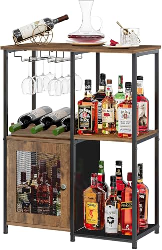 Image of Klaxon Bar Cabinet for Home - Stylish Home Bar Cabinet with Elegant Serving Surface - Durable Bar Unit for Living Room - Spacious Shelves for Bottles & Glasses - Perfect Bar Counter /Table (Xylo)