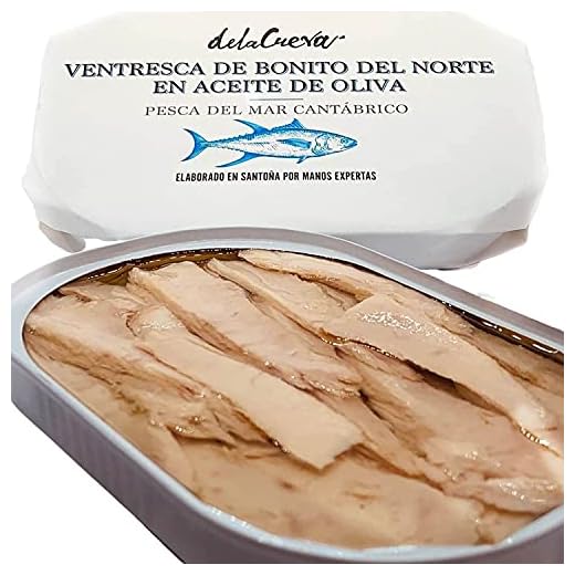 delaCueva® - Ventresca de Bonito del Norte en Aceite de Oliva 120gr | Conserva Gourmet de Pescado Natural | Ventresca de Bonito del Cantábrico/Norte Elaborado en Fresco