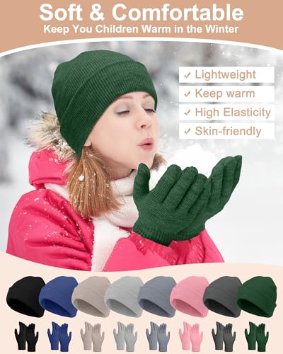 Image of JaGely 64 Pcs Kids Hats and Gloves Bulk Winter Beanies Hat Gloves for Toddler Boys Girls School Donation Wholesale