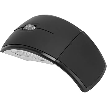 Wireless Foldable Computer Mouse Portable Compact Wireless Foldable ABS Mouse 1600 DPI Matte Office Gaming Mouse Plug and Play Black